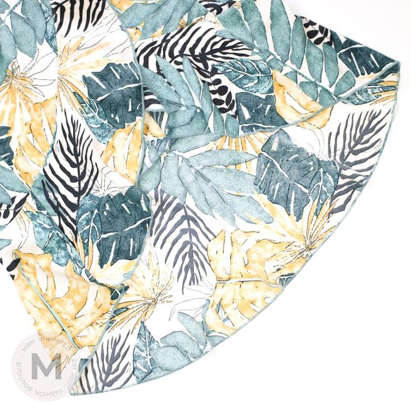 White Green Tropical Print Ruffle High Low Dress - Picture 7 of 9